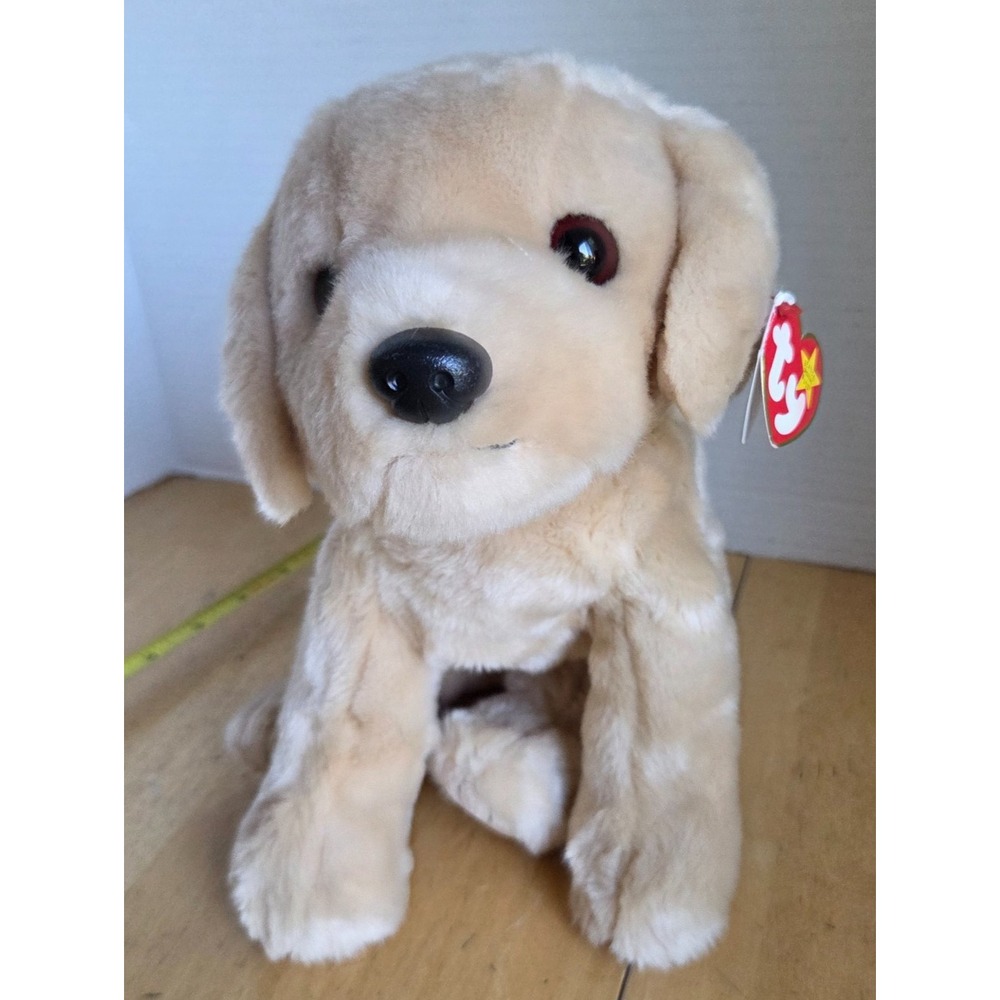 Ty Beanie Buddies Fetch Yellow Lab Golden Retriever Plush Puppy Dog 10 inch 1999